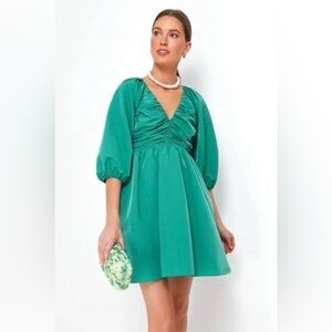 Hyacinth House Teal Puff Sleeve Mini Dress Size M